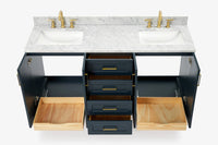 Ariel taylor (66"& 67") double rectangle sink vanity with marble countertop (0.75"& 1.5") edge.