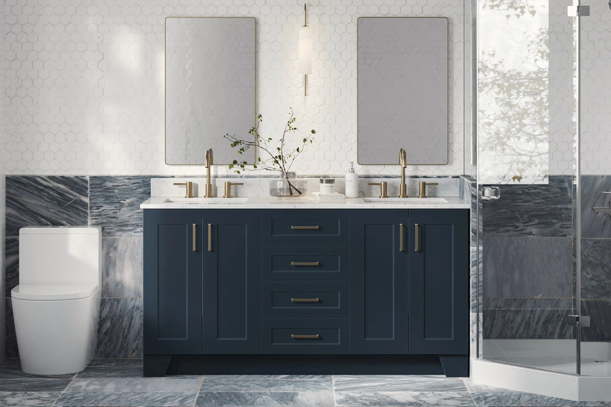Ariel taylor (66"& 67") double rectangle sink vanity with marble countertop (0.75"& 1.5") edge.