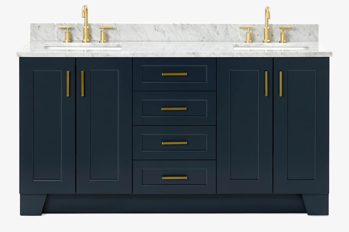 Ariel taylor (66"& 67") double rectangle sink vanity with marble countertop (0.75"& 1.5") edge.