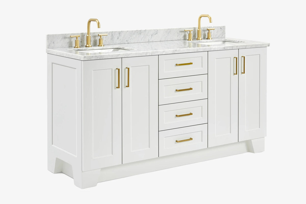 Ariel taylor (66"& 67") double rectangle sink vanity with marble countertop (0.75"& 1.5") edge.
