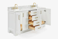 Ariel taylor (66"& 67") double rectangle sink vanity with marble countertop (0.75"& 1.5") edge.