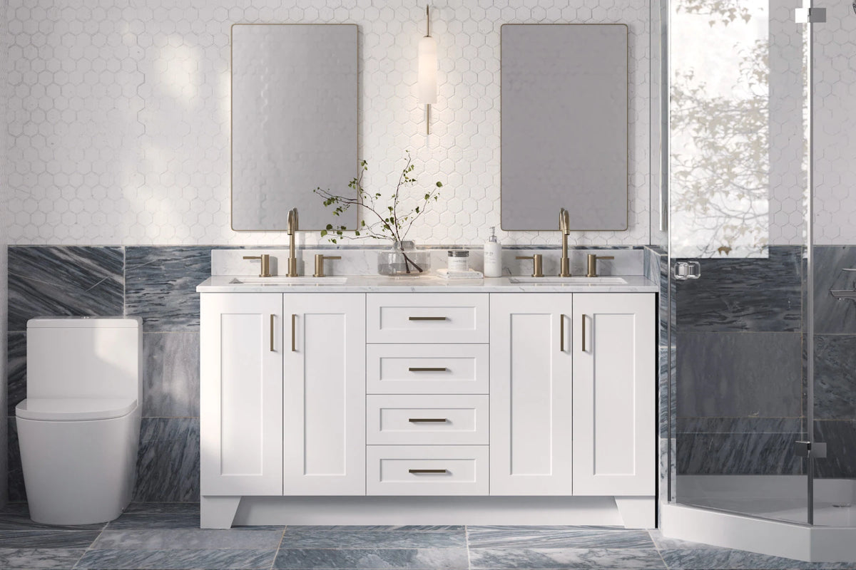 Ariel taylor (66"& 67") double rectangle sink vanity with marble countertop (0.75"& 1.5") edge.