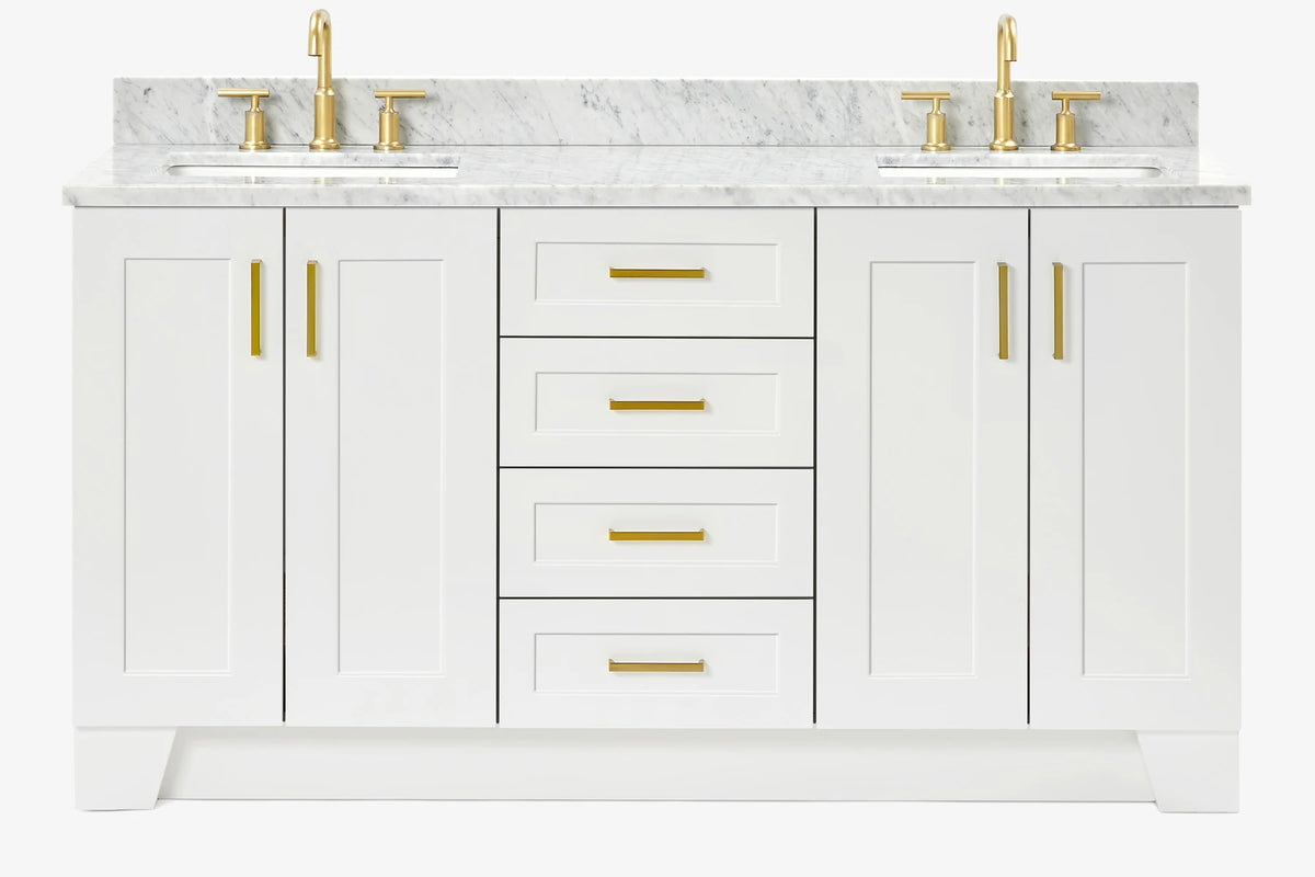 Ariel taylor (66"& 67") double rectangle sink vanity with marble countertop (0.75"& 1.5") edge.