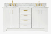 Ariel taylor (66"& 67") double rectangle sink vanity with marble countertop (0.75"& 1.5") edge.