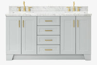 Ariel taylor (66"& 67") double rectangle sink vanity with marble countertop (0.75"& 1.5") edge.