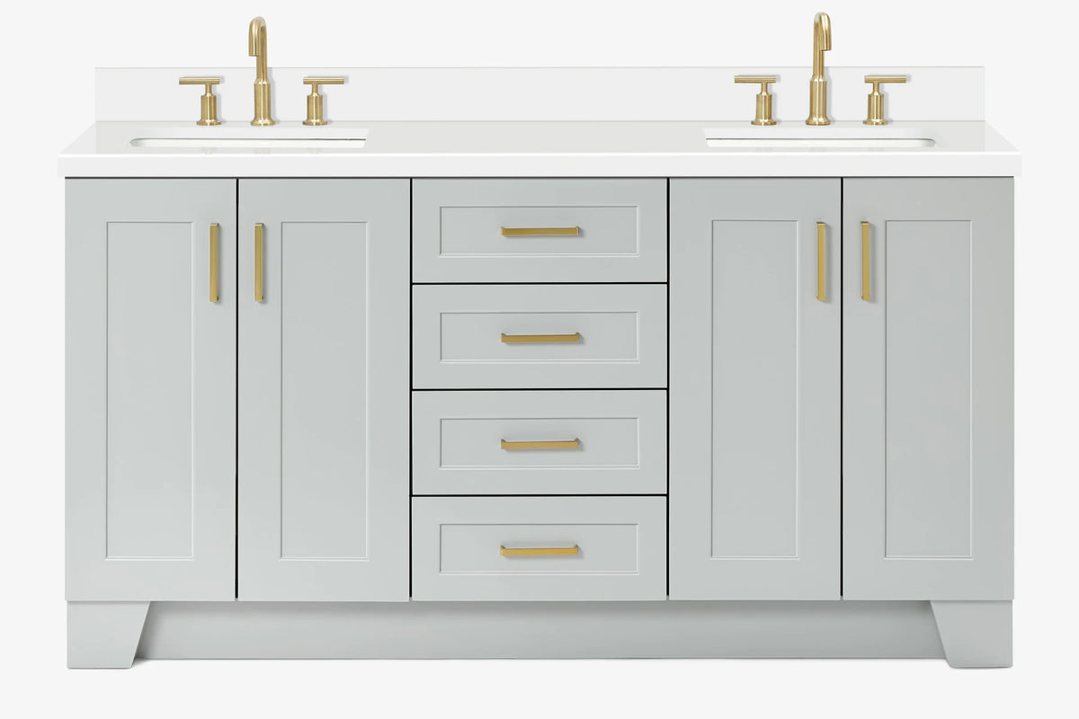 Ariel taylor (66"& 67") double rectangle sink vanity with marble countertop (0.75"& 1.5") edge.
