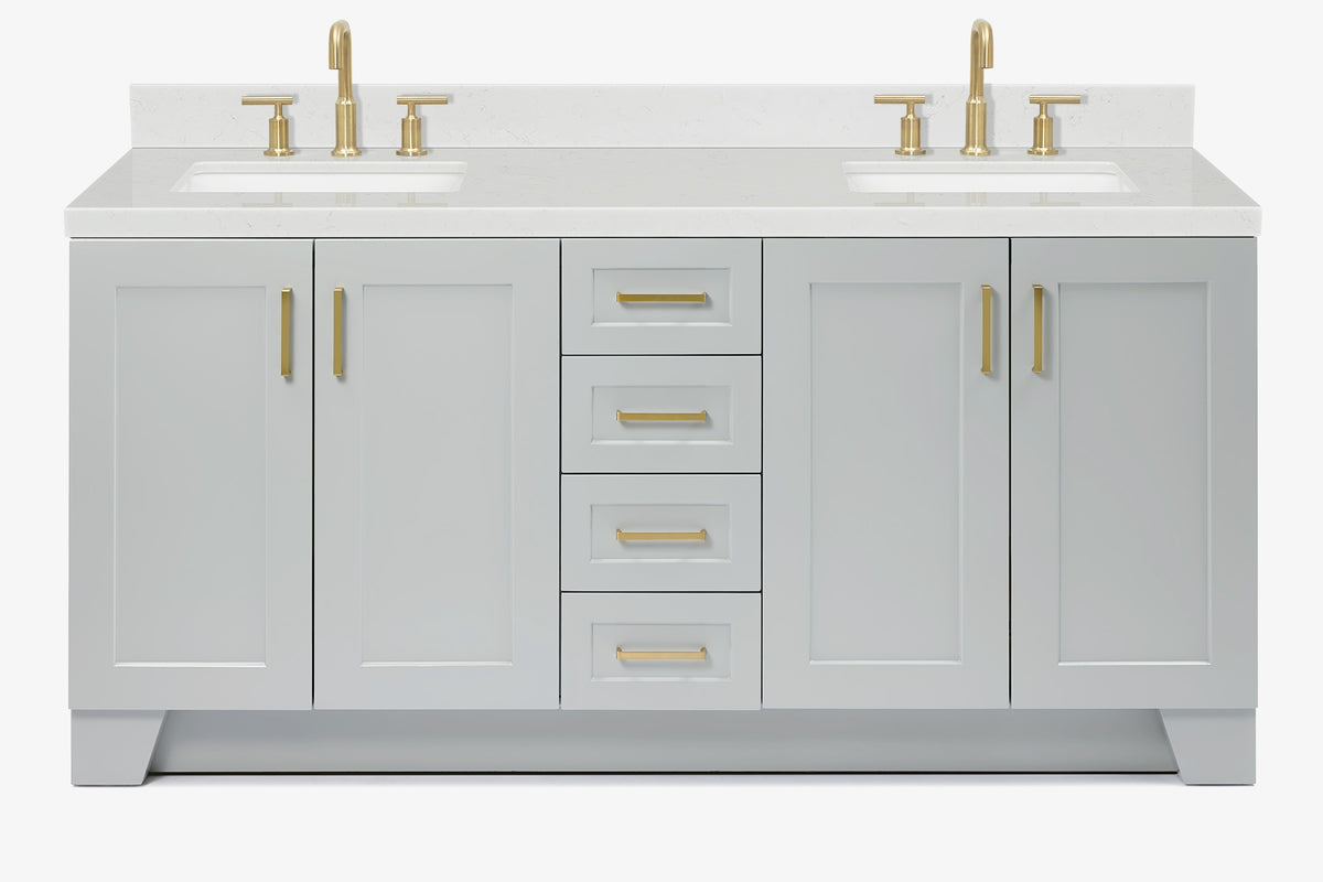 Ariel taylor (72"& 73") double rectangle sink vanity with marble (0.75" & 1.5") countertop.