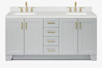 Ariel taylor (72"& 73") double rectangle sink vanity with marble (0.75" & 1.5") countertop.