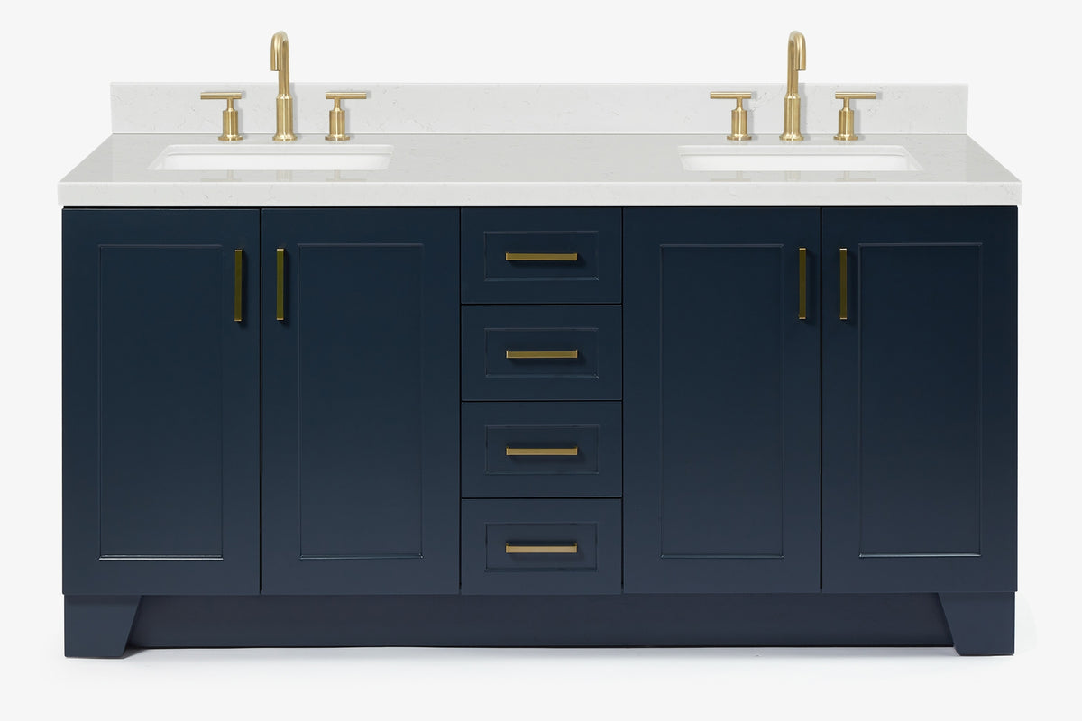 Ariel taylor (72"& 73") double rectangle sink vanity with marble (0.75" & 1.5") countertop.
