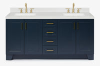 Ariel taylor (72"& 73") double rectangle sink vanity with marble (0.75" & 1.5") countertop.