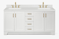 Ariel taylor (72"& 73") double rectangle sink vanity with marble (0.75" & 1.5") countertop.