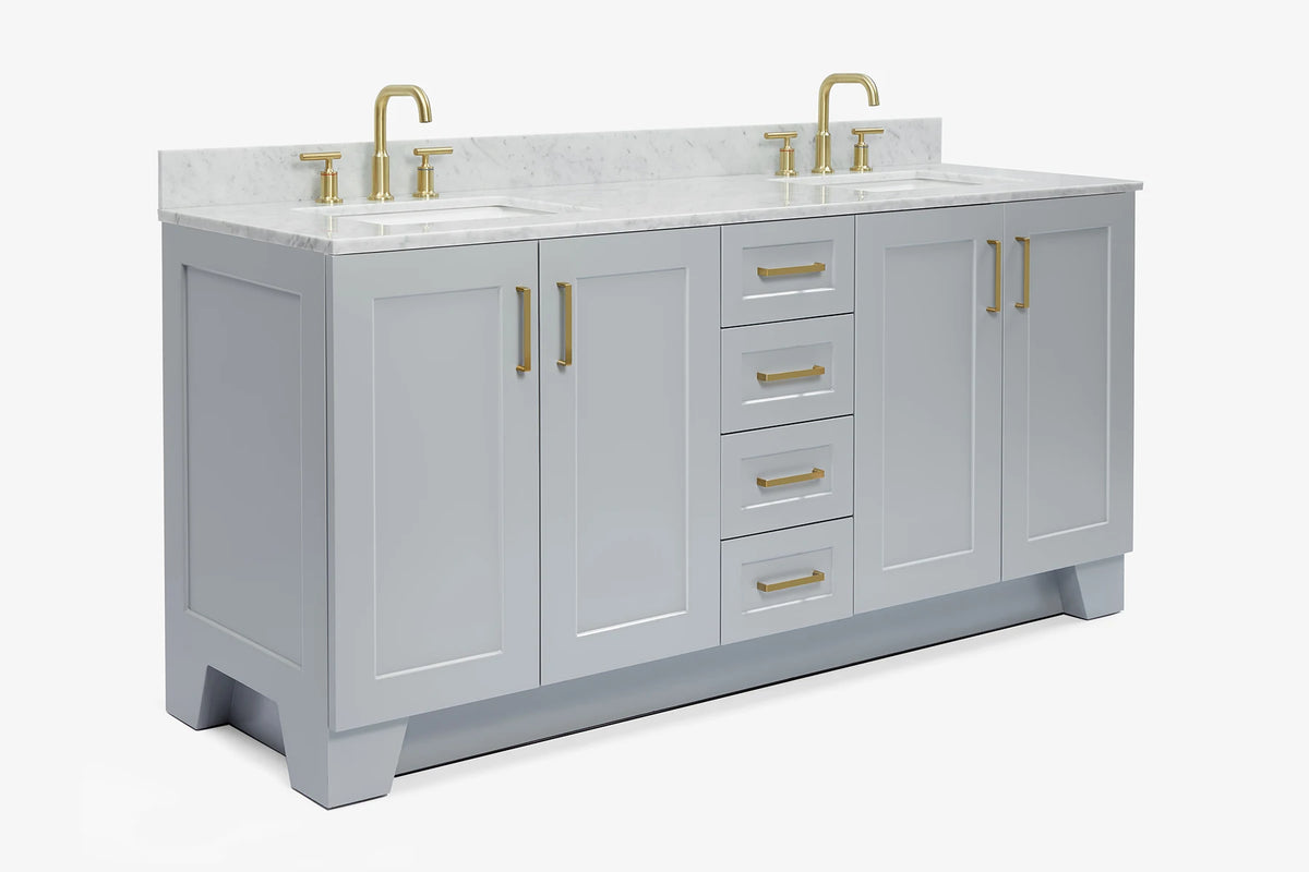 Ariel taylor (72"& 73") double rectangle sink vanity with marble (0.75" & 1.5") countertop.