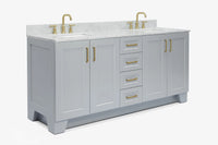 Ariel taylor (72"& 73") double rectangle sink vanity with marble (0.75" & 1.5") countertop.