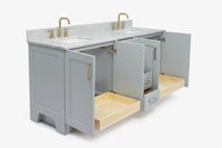Ariel taylor (72"& 73") double rectangle sink vanity with marble (0.75" & 1.5") countertop.