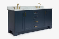 Ariel taylor (72"& 73") double rectangle sink vanity with marble (0.75" & 1.5") countertop.