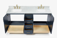 Ariel taylor (72"& 73") double rectangle sink vanity with marble (0.75" & 1.5") countertop.