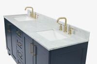 Ariel taylor (72"& 73") double rectangle sink vanity with marble (0.75" & 1.5") countertop.