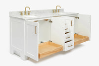 Ariel taylor (72"& 73") double rectangle sink vanity with marble (0.75" & 1.5") countertop.