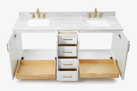 Ariel taylor (72"& 73") double rectangle sink vanity with marble (0.75" & 1.5") countertop.