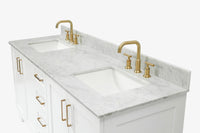 Ariel taylor (72"& 73") double rectangle sink vanity with marble (0.75" & 1.5") countertop.