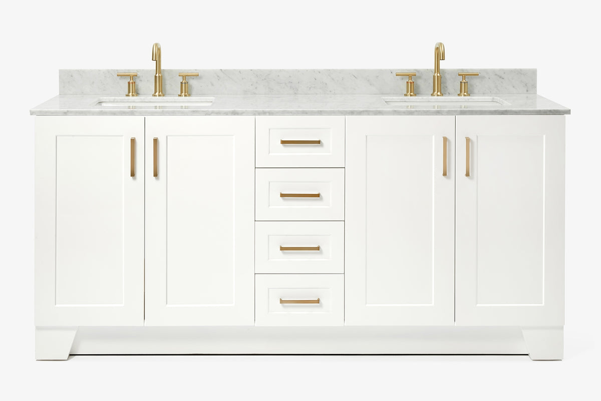 Ariel taylor (72"& 73") double rectangle sink vanity with marble (0.75" & 1.5") countertop.