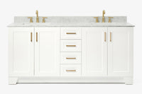 Ariel taylor (72"& 73") double rectangle sink vanity with marble (0.75" & 1.5") countertop.