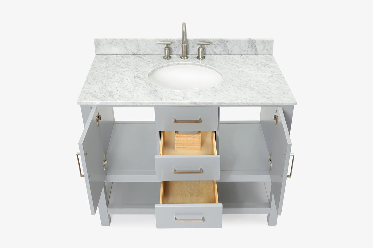 Ariel bayhill 42-43 in. oval sink vanity with (0.75,1.5) in countertop