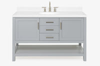 Ariel bayhill 54-55 in. oval sink vanity with carrara white marble (0.75,1.5) countertop
