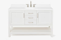 Ariel bayhill 54-55 in. oval sink vanity with carrara white marble (0.75,1.5) countertop