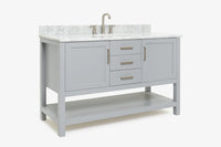 Ariel bayhill 54-55 in. oval sink vanity with carrara white marble (0.75,1.5) countertop