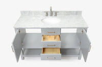 Ariel bayhill 54-55 in. oval sink vanity with carrara white marble (0.75,1.5) countertop