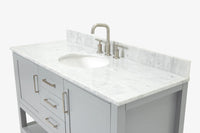 Ariel bayhill 54-55 in. oval sink vanity with carrara white marble (0.75,1.5) countertop