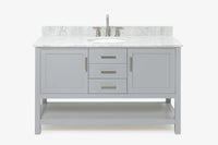 Ariel bayhill 54-55 in. oval sink vanity with carrara white marble (0.75,1.5) countertop