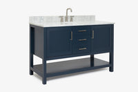 Ariel bayhill 54-55 in. oval sink vanity with carrara white marble (0.75,1.5) countertop