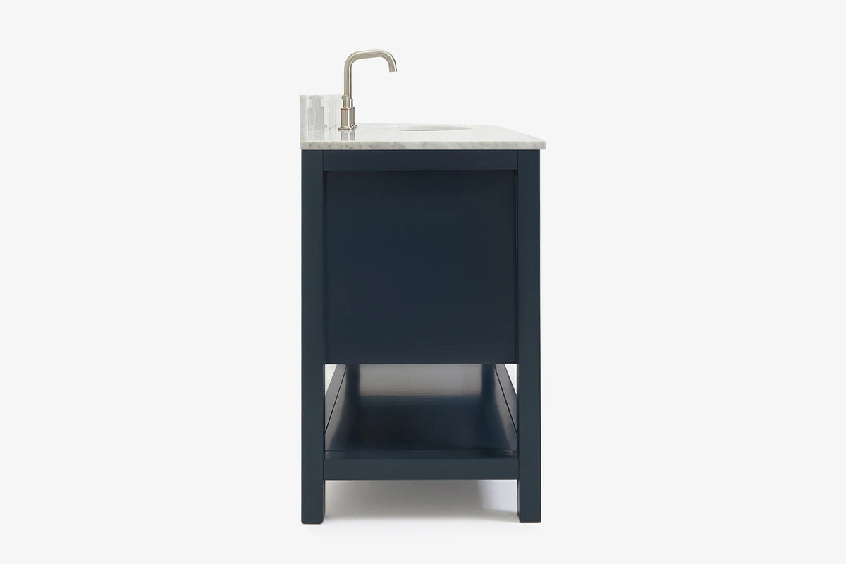 Ariel bayhill 54-55 in. oval sink vanity with carrara white marble (0.75,1.5) countertop