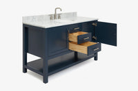 Ariel bayhill 54-55 in. oval sink vanity with carrara white marble (0.75,1.5) countertop