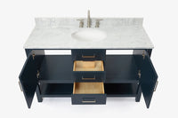 Ariel bayhill 54-55 in. oval sink vanity with carrara white marble (0.75,1.5) countertop