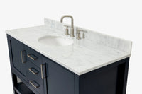 Ariel bayhill 54-55 in. oval sink vanity with carrara white marble (0.75,1.5) countertop