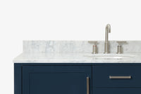 Ariel bayhill 54-55 in. oval sink vanity with carrara white marble (0.75,1.5) countertop