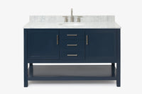 Ariel bayhill 54-55 in. oval sink vanity with carrara white marble (0.75,1.5) countertop