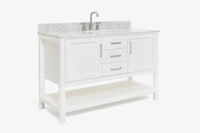 Ariel bayhill 54-55 in. oval sink vanity with carrara white marble (0.75,1.5) countertop