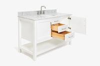 Ariel bayhill 54-55 in. oval sink vanity with carrara white marble (0.75,1.5) countertop