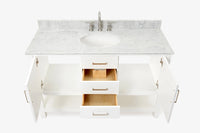 Ariel bayhill 54-55 in. oval sink vanity with carrara white marble (0.75,1.5) countertop