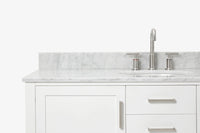 Ariel bayhill 54-55 in. oval sink vanity with carrara white marble (0.75,1.5) countertop