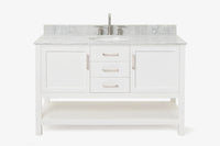 Ariel bayhill 54-55 in. oval sink vanity with carrara white marble (0.75,1.5) countertop
