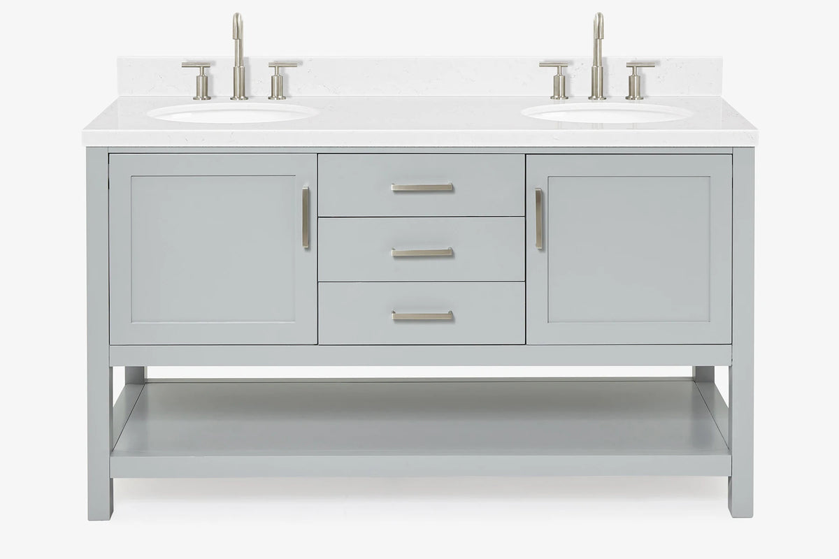 Ariel bayhill 60-61 in. double oval sink vanity with (0.75,1.5)  countertop
