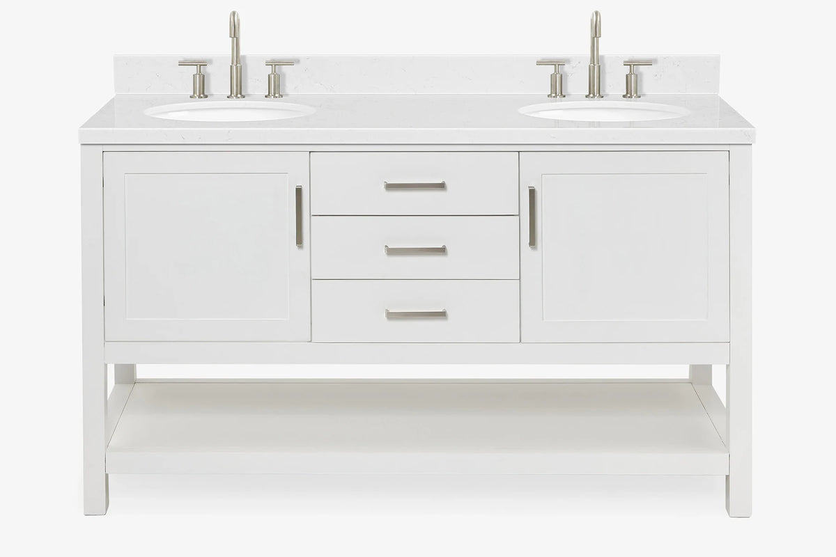 Ariel bayhill 60-61 in. double oval sink vanity with (0.75,1.5)  countertop