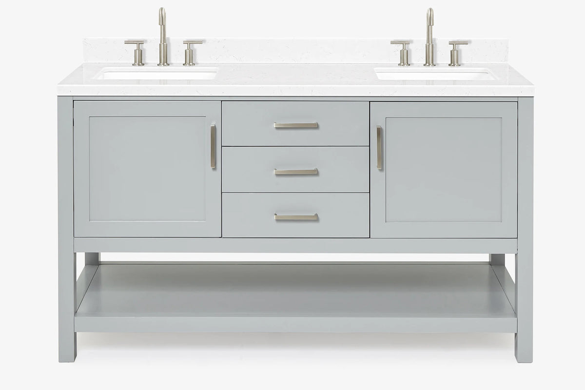 Ariel bayhill 60-61 in. double rectangle sink vanity with 0.75,1.5 countertop