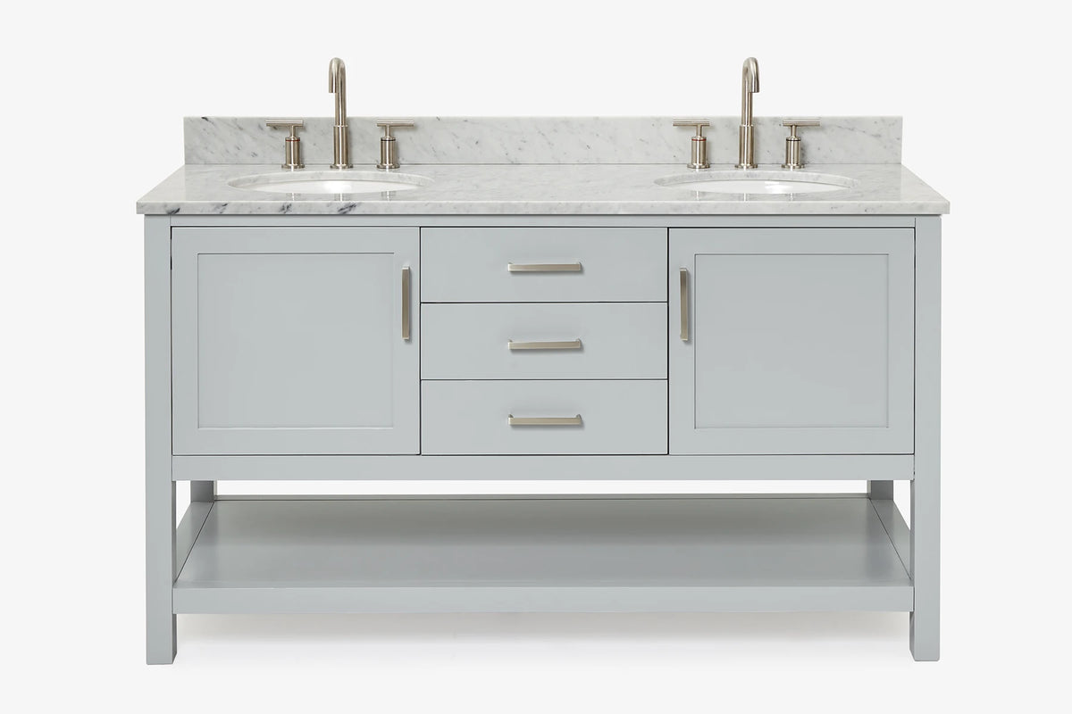 Ariel bayhill 60-61 in. double oval sink vanity with (0.75,1.5)  countertop