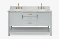 Ariel bayhill 60-61 in. double oval sink vanity with (0.75,1.5)  countertop